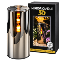 Świeca LED 3D lustro 15x8 cm znicz bateryjny realistyczny płomień