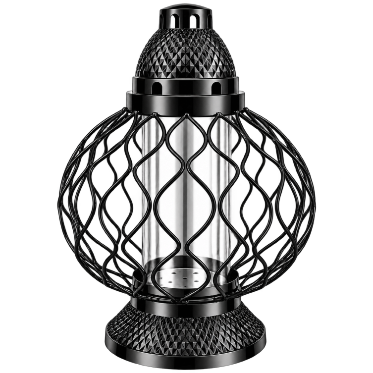 Lampion Metalowy Czarny 37 cm Ażurowy Nagrobny Dekoracja na Cmentarz