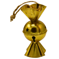 Złoty metalowy dzwonek w kształcie cukierka 16,5 cm – elegancka dekoracja