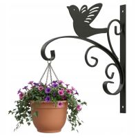 Wieszak Na Doniczkę Ptak Metalowy Hak Ścienny Czarny Ozdobny