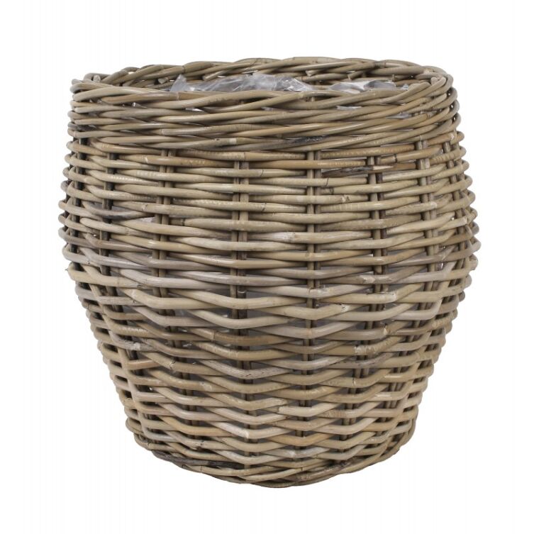 Kosz Rattanowy Okrągły Duży Osłonka 44x43cm Folia Taras Ogród