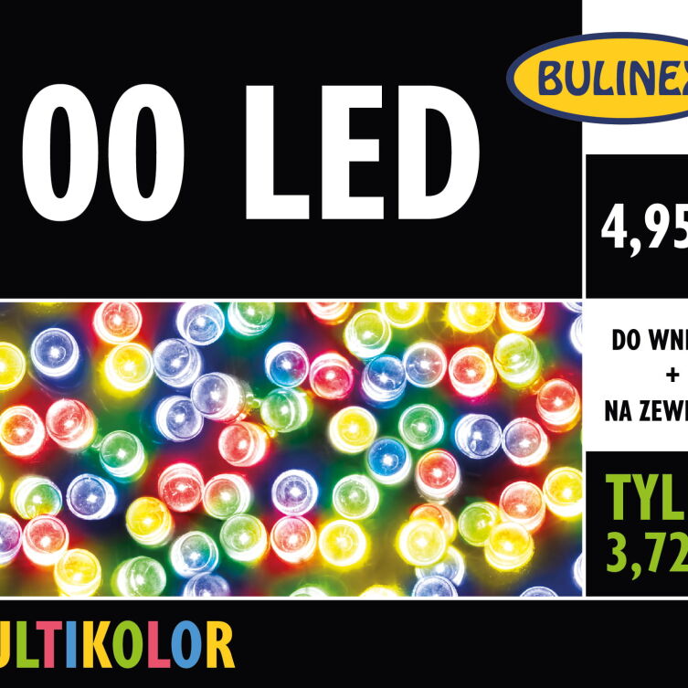 Lampki choinkowe Bulinex na zewnątrz 4,95m 100 LED Multikolor