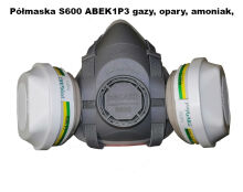 Półmaska S600 ABEK1P3 gazy, opary, amoniak, pyły "L"