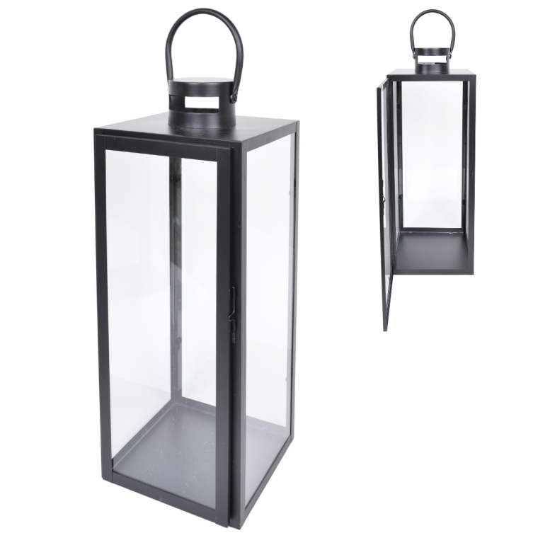 Latarnia mała czarna metalowa – dekoracyjna 26,5x27,5x70 cm