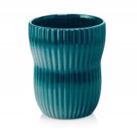 Turkusowa osłonka ceramiczna 15×13 cm – oryginalny kształt, ryfle