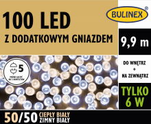 Lampki choinkowe Bulinex na zewnątrz 9.9m 100 LED barwa 50/50 ciepła zimna