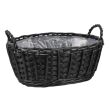 Czarny Owalny Koszyk Wiklinowy z Folią 35x25x14/19h cm - 2