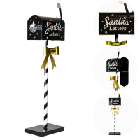 Skrzynka na listy z metalowa podświetlana LED na nodze czarna 103 cm 4535