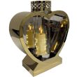Lampion Metalowy Złoty Serce 32,5 cm Szklany Klosz na Cmentarz - 2