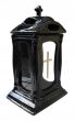 Znicz Ceramiczny Kapliczka Czarna 31 cm Złoty Krzyż na Cmentarz - 2