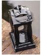 Znicz Ceramiczny Kapliczka Czarna 31 cm Złoty Krzyż na Cmentarz - 4