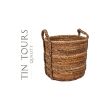 Kosz boho z liści bananowca 40 cm z uchwytami do przechowywania naturalny - 2