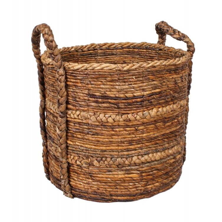 Kosz boho z liści bananowca 40 cm z uchwytami do przechowywania naturalny