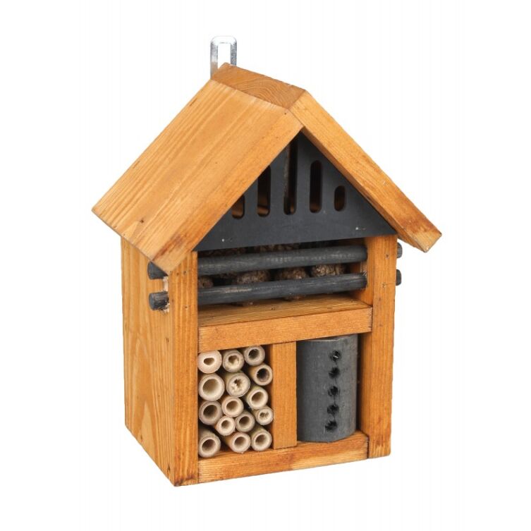 Naturalny hotel dla owadów – drewniany domek zapylaczy i murarek 24cm