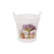 Osłonka ceramiczna na doniczkę wiadro 16x15,5x14,5 cm biała mix wzorów - 7
