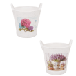 Osłonka ceramiczna na doniczkę wiadro 16x15,5x14,5 cm biała mix wzorów - 6