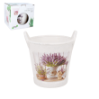 Osłonka ceramiczna na doniczkę wiadro 16x15,5x14,5 cm biała mix wzorów - 5