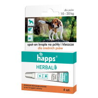 HAPPS  Herbal  krople na pchły i kleszcze dla średnich psów (10-20kg)