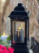 Znicz Kapliczka Glamour 36 cm Czarna Złoty Krzyż Witraż Lampion - 3