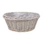 Szary kosz wiklinowy okrągły 43x43x16 cm z folią – donica ogrodowa, tarasowa