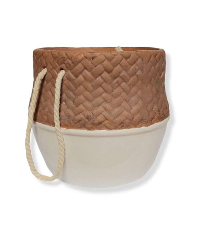 Osłonka ceramiczna BOHO 13 cm – zawieszana doniczka z gliny