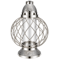 Lampion Metalowy Srebrny 37 cm Ażurowy Nagrobny Klosz na Cmentarz