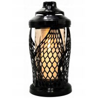 Znicz Lampion Ażurowy IDA 33 cm Czarny Szklana Tuba z Wkładem