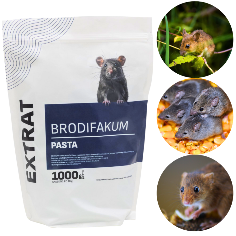 Extrat pasta na szczury i myszy 1kg brodifakum najmocniejsza trutka