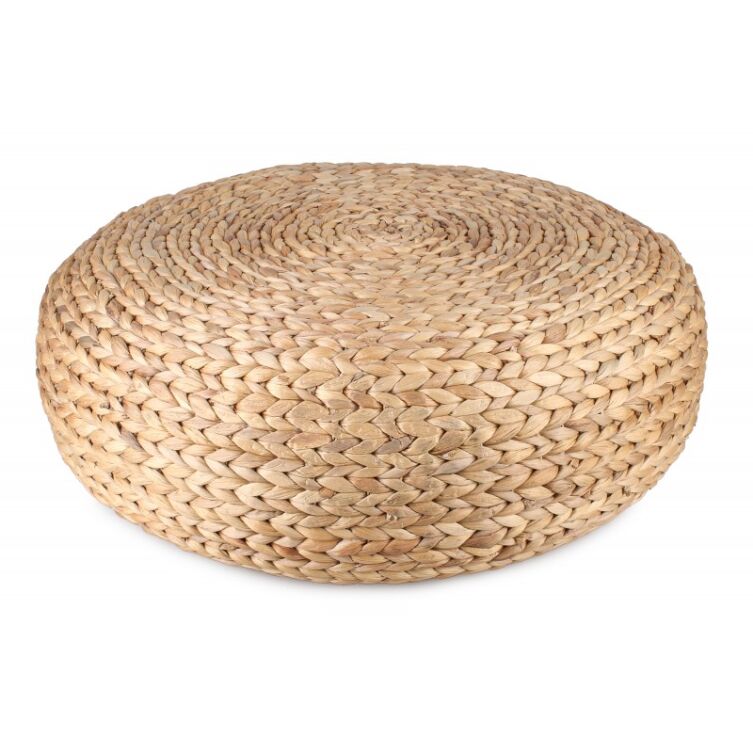 Puf z Hiacyntu Wodnego Okrągły 60x60x20 cm Poduszka Podłogowa Boho