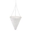 Biały Wiklinowy Kosz Wiszący na Kwiaty 30x30x32/67h cm YDL-180364.B - 3