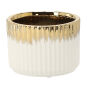 Osłonka Ceramiczna Złoto-Biała Doniczka 15 cm Elegancka Ozdoba