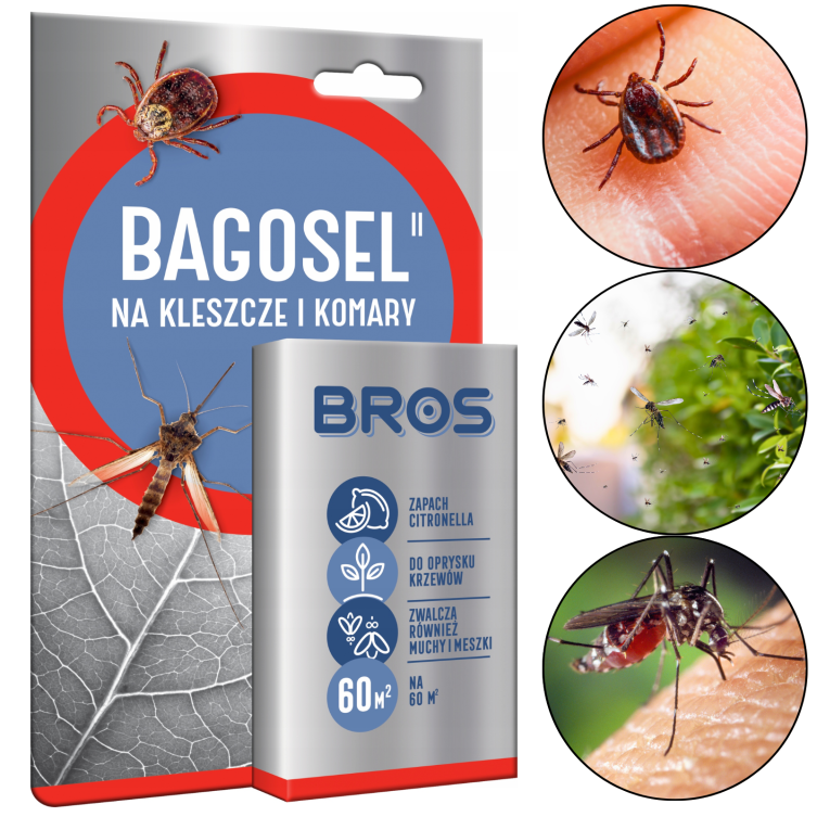 BROS Bagosel 30 ml – oprysk na komary, kleszcze i muchy, koncentrat 60 m²