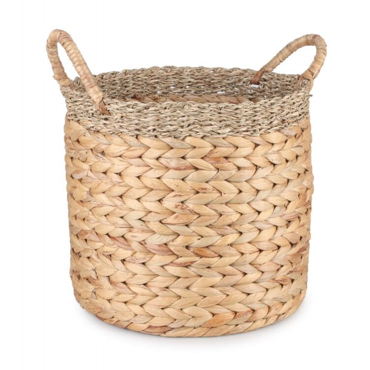 Kosz Hiacynt Wodny Okrągły Boho 30x27cm Uchwyty Przechowywanie