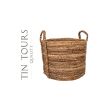 Kosz boho z liści bananowca 46 cm z uchwytami do przechowywania naturalny - 2