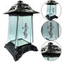 Elegancki duży lampion czarno-srebrny ze srebrnym krzyżem – 31 cm