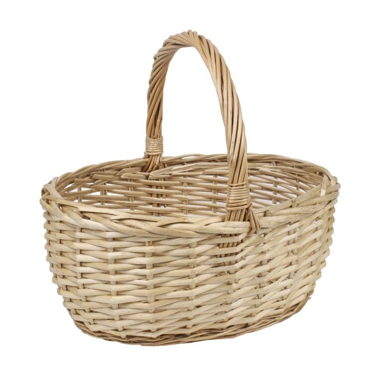 Naturalny koszyk wiklinowy z pałąkiem 32x26 cm owalny na zakupy i święconkę