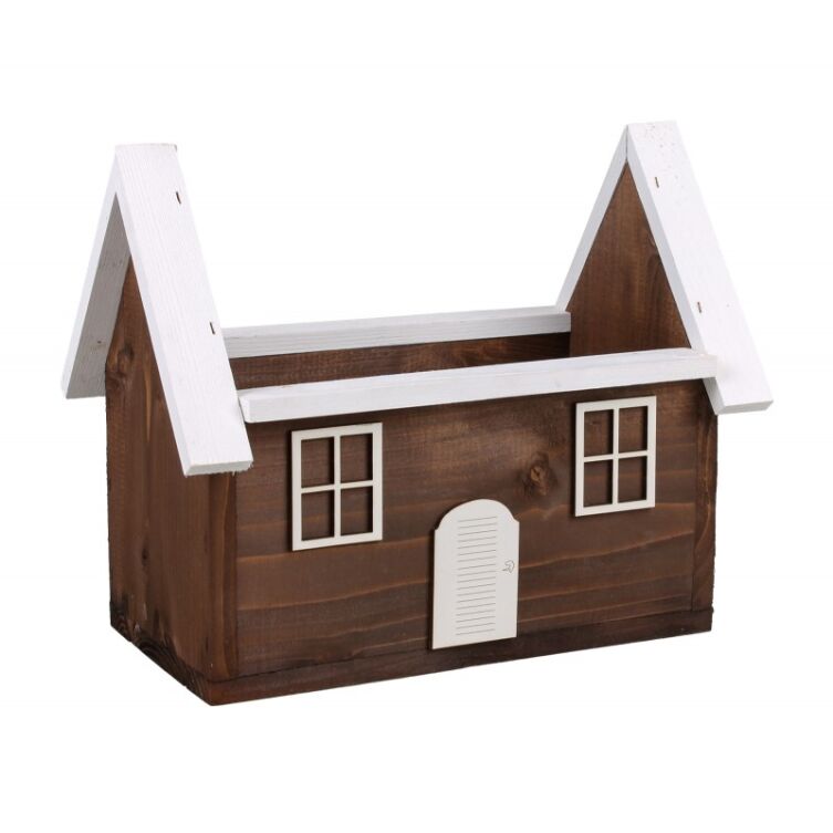 Drewniana skrzynka domek na zioła brązowa 30x18x25 cm TD122.BR
