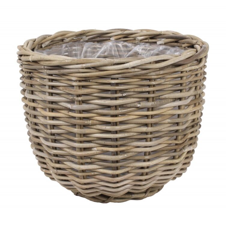 Okrągły kosz z rattanu z folią 36 cm osłona na donicę MP-0014.M