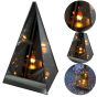 Lampion Lustrzany 3D LED Efekt Płomienia Piramida 20 cm Dekoracja Znicz